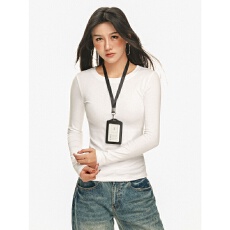 批发2025秋冬长袖打底衫女白色圆领纯棉<b class='q'>t</b><b class='q'>恤</b><b class='q'>紧身</b>叠穿百搭上衣