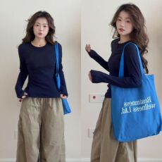 批发藏蓝色内搭打底衫女上衣冬天薄款修身正肩长袖t恤秋冬季韩系穿搭