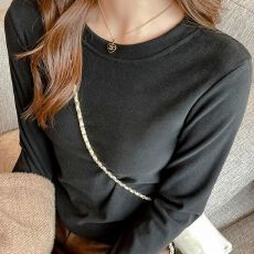 批发圆领德绒加厚打底衫女式秋冬季高级感保暖内搭简约<b class='q'>百搭</b>上衣