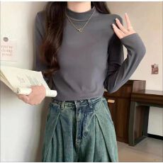 批发爆款半高领德绒女<b class='q'>春</b>秋冬季内搭打底衫2025年新款白色长袖T上衣服