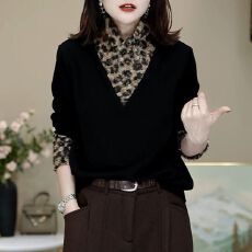 2025冬季长袖女修身型常规款洋气时尚T恤上衣-德绒