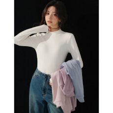 批发德绒半高领修身显瘦长袖T恤女秋冬内搭保暖打底衫