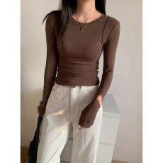 批发95棉正肩<b class='q'>长袖</b>打底衫女春秋2026新款<b class='q'>大码</b>胖mm内搭圆领修身T恤上衣