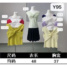 批发纯欲扭结一字肩冰丝针织短袖t恤女夏季新款设计感洋气超好看上衣