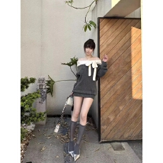 批发秋冬巨好看的一字领针织<b class='q'>毛衣</b>连衣裙女装新款软糯保暖长袖包臂短裙