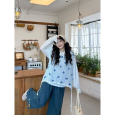 批发甜美风套装<b class='q'>女</b>春夏日杂少<b class='q'>女</b>立体蝴蝶马甲背心叠穿<b class='q'>长袖</b>打底衫两件套