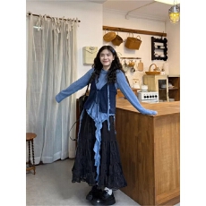 批发甜酷辣妹套装女春秋新款吊带背心马甲警穿不规则针织衫<b class='q'>打底</b>衫减龄