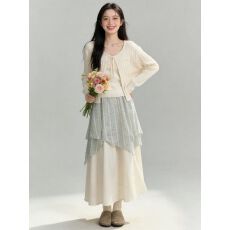 批发早春温柔白月光套装韩系针织<b class='q'>开衫</b>叠穿吊带森系半身裙女减龄三件套