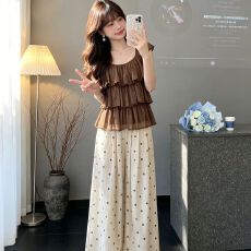 批发韩系一整套ootd穿搭2026新爆款绝美漂亮上衣<b class='q'>女</b>夏季阔腿裤<b class='q'>两件套</b>装