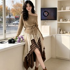 批发云南新疆旅游女装秋季波西米亚风斜肩针织上衣搭配<b class='q'>不规则</b><b class='q'>半身裙</b>子