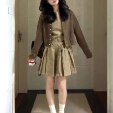 批发法式气质<b class='q'>背心</b>连衣裙子女秋季2025新款高级感早秋韩系穿搭一整套装