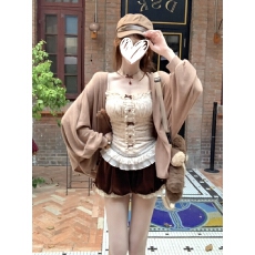 批发氛围感吊带上衣开衫花苞<b class='q'>短裤</b>三件套女秋冬