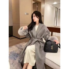 批发<b class='q'>狐狸毛</b>羊毛混纺大衣女2025秋冬新款赫本风高级感毛呢外套