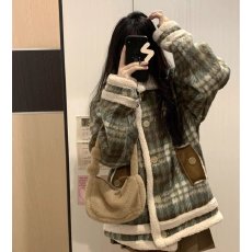 批发小香<b class='q'>风格</b>子仿羊羔棉服外套女秋冬欧货美式复古小众加绒加厚大衣