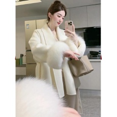 批发2026秋冬双面呢羊毛大衣女<b class='q'>狐狸毛</b>新款高级感呢子毛呢外套