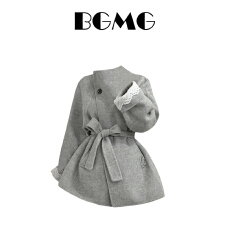 批发大码胖mm黑色短款毛呢外套秋冬系带收腰高级感巨好看呢子大衣外套