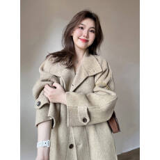 批发灰色短款毛呢外套女2025秋冬新款韩系小个子学生双面羊绒呢子大衣