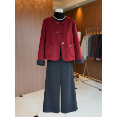 批发新中式红色小香风高级感呢子<b class='q'>短款</b>外套女秋冬2026新款时尚气质上衣