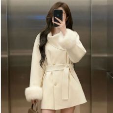 批发2026新款miu系富家千金风穿搭毛呢<b class='q'>外套女</b>秋冬设计感收腰显瘦大衣