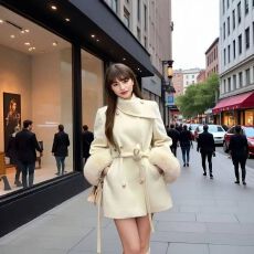 批发秋冬2026富家千金风穿搭毛呢<b class='q'>外套女</b>新款设计感收腰显瘦大衣