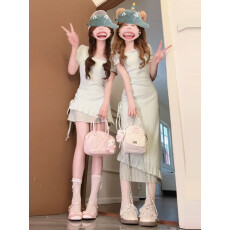 批发早春漂亮法式绿色假两件<b class='q'>连衣裙</b>子女夏季2026年新款巨好看包臀长裙