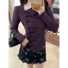 批发都贵女好卖单品女秋冬气质温柔千金风长袖打底衫抽褶针织小衫毛衣