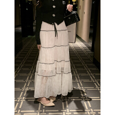 批发已出大货 月下白茶花<b class='q'>雪纺</b><b class='q'>半身裙</b>女中长款2025秋装新款法式仙女裙