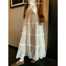 批发已出大货 重工<b class='q'>网纱</b>拼接金砖绒蛋糕<b class='q'>裙</b>浪漫超仙高级感大<b class='q'>裙</b>摆半身<b class='q'>裙</b>