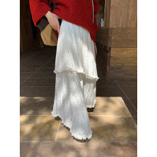 批发浪漫波西米亚复古重工刺绣蕾丝花边长裙<b class='q'>甜美</b>橡筋高腰减龄半裙女