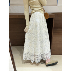 批发加绒淑女风蕾丝半裙2025冬季新款<b class='q'>韩版</b>高腰显瘦减龄气质半身裙女