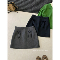 批发已出大货 加厚热卖整个冬天韩系高腰显瘦立体蝴蝶结短裙半身裙