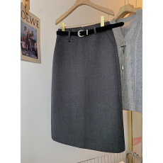 批发已出大货 毛呢半身裙女后开衩直筒中<b class='q'>长裙</b>2025新款高腰百搭a字裙女