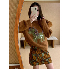 批发大货已出2025冬季新款小马刺绣超好看针织毛衣女软糯宽松百搭上衣