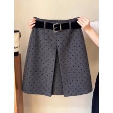 批发已出大货冬季毛呢<b class='q'>半身裙</b>中长款五分开叉波点裙西装裙<b class='q'>职业</b>上班气质