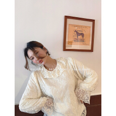 批发已出大货韩国<b class='q'>东大门</b><b class='q'>代购</b>2025冬季喇叭袖减龄加绒内搭蕾丝打底衬衫