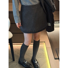 批发已出大货 木耳边羊毛呢A字半身裙女欧洲站2025秋冬装新款时尚短裙