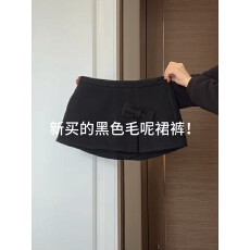 批发已出大货 黑色高腰A字半身裙女蝴蝶结修身显瘦百搭短裙通勤裙气质