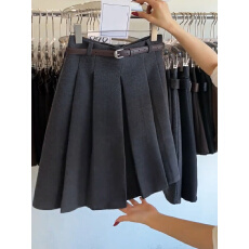 批发已出大货冬季毛呢半身裙中长款伞裙西装裙高腰百褶中裙五分裙气质