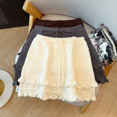 批发实拍大货纯欲风系带木耳边蛋糕裙半身裙女高腰显瘦小个子显高短裙