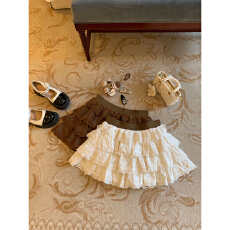 批发已出大货 精致刺绣花边蛋糕裙女秋季新款微胖大码高腰芭蕾小短裙