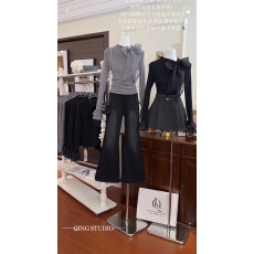 批发已出大货设计师款飘带亮片蝴蝶结修身百搭针织衫打底衫2025女冬季