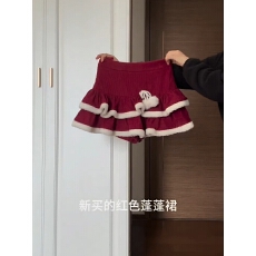 批发已出大货 甜美红色高腰蛋糕蓬蓬<b class='q'>半身裙</b>女冬季高腰修身显瘦A<b class='q'>字</b>短<b class='q'>裙</b>