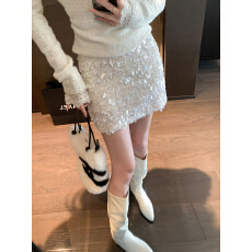 批发已出大货 亮片高腰小香风半身裙女秋冬气质高级感包臀显瘦A字<b class='q'>短裙</b>