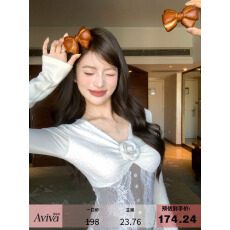 批发已出大货 复古<b class='q'>立体</b><b class='q'>花朵</b>高级感T恤女冬韩系蕾丝拼接针织打底衫