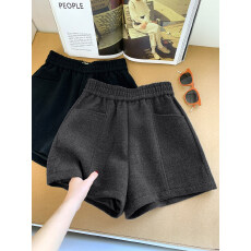 批发已出大货 松紧腰a字毛呢<b class='q'>短裤</b><b class='q'>女</b>2025冬季休闲高腰加厚显瘦外穿裤子