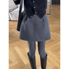 批发已出大货灰色毛呢<b class='q'>花苞</b><b class='q'>裙</b>女秋冬高腰显瘦时尚气质百搭洋气休闲短<b class='q'>裙</b>