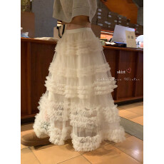 批发已出大货 芭蕾风<b class='q'>蕾丝拼接</b>蛋糕半身裙女蓬蓬裙木耳花边网纱仙女裙