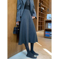 已出大货 羊毛半身裙女秋冬高腰显瘦a字裙气质高级感毛呢大摆伞裙