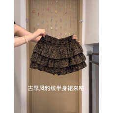 批发已出大货 复古通勤豹纹风A字蛋糕裙女半身裙<b class='q'>百搭</b>设计感休闲短裙
