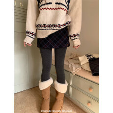 批发已出大货 圣诞格纹裙 复古miu系毛呢A字短裙女显瘦<b class='q'>百搭</b>半身裙子